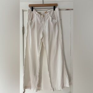 Pilcro The‎ Letterpress Linen Cotton White Wide-Leg Pants Size 12 EUC